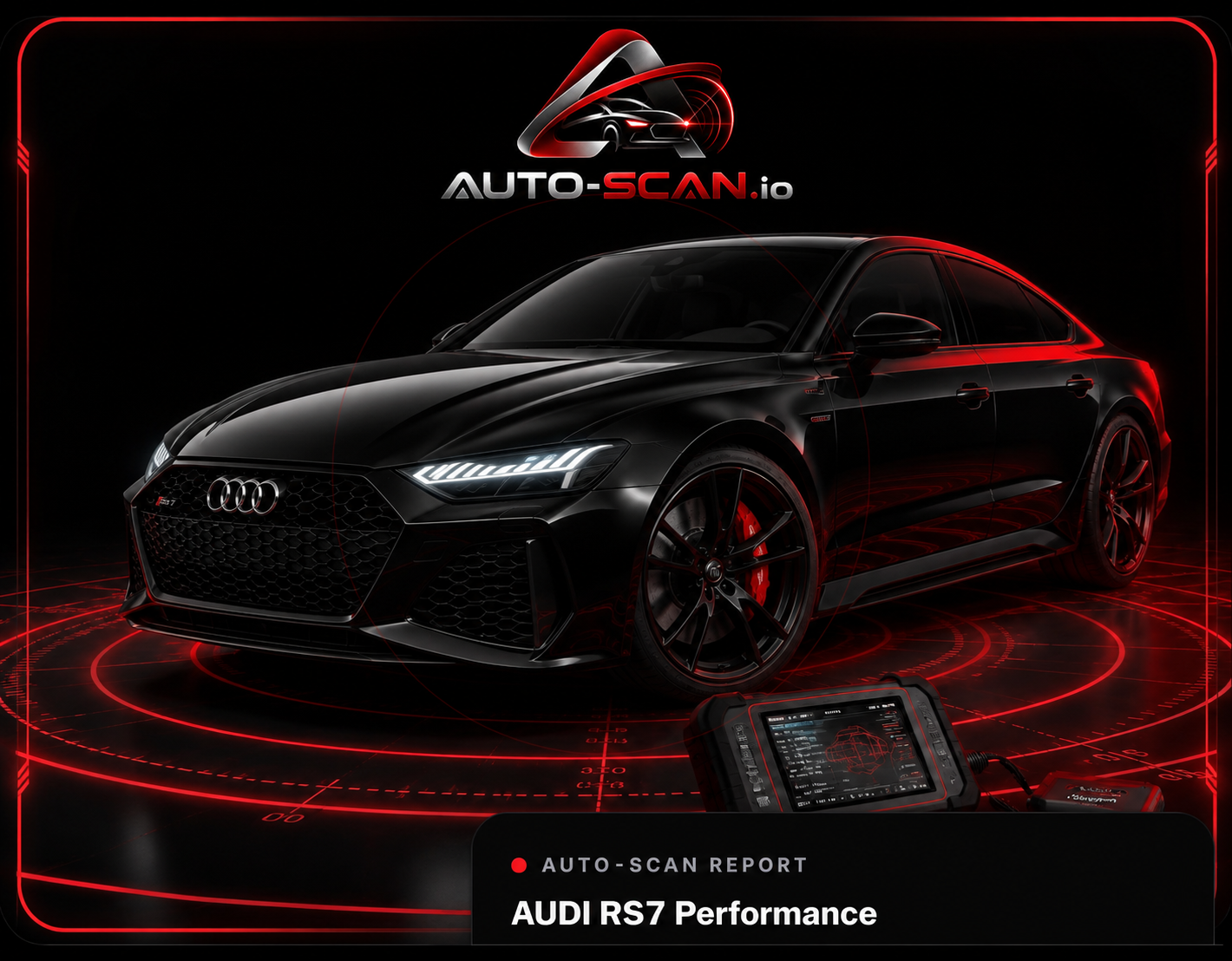 Audi RS7 Performance noire analysée par Auto-scan.io